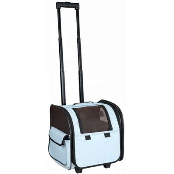 Pet Life Light Blue Wheeled Airline Approved Travel Pet Carrier W/ Side Pouch And Leash Holder