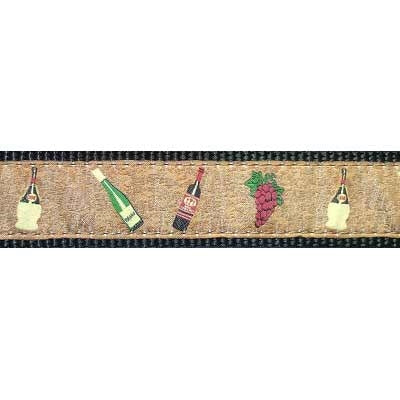Preston Ribbons 3/4" Wine Bottles Dog Collar & Leash Collection