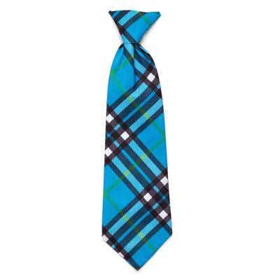 Blue plaid tie on a white background