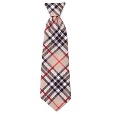 Plaid patterned tie on a white background