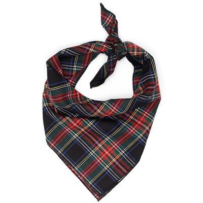 Plaid bandana with red, blue, and green colors on a white background