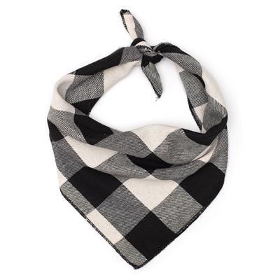 Black and off white checkered bandana on a white background