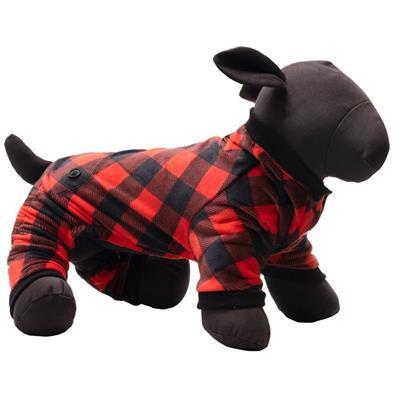 Dog toy with red and black checkered pattern on a white background