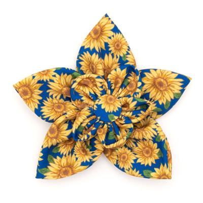 Blue Sunflowers Collar Bow