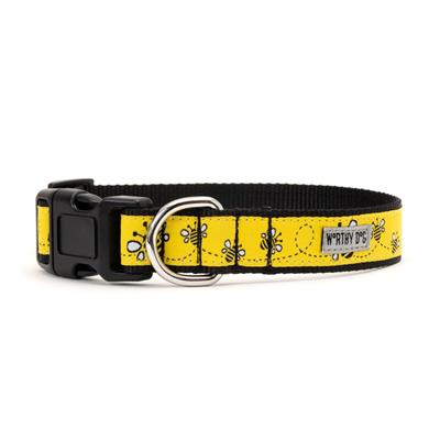 Yellow with bumble bees dog collar