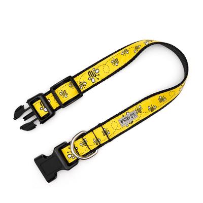 Yellow with bumble bees dog collar