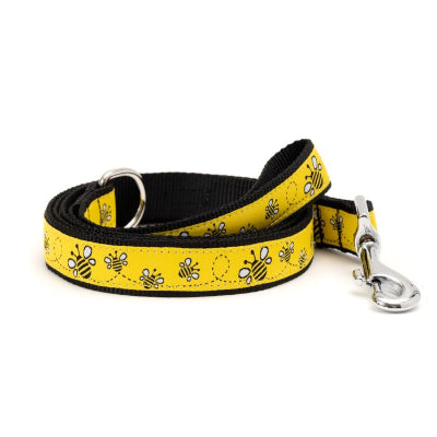 Yellow with bumble bees dog leash