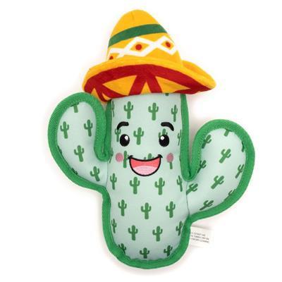 Cactus-shaped plush toy with a sombrero on a white background
