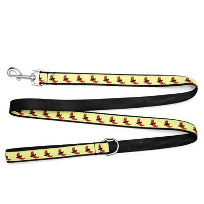 Dog leash with chili pepper pattern on a white background