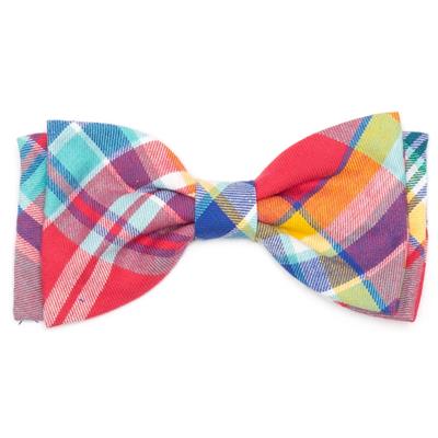 Coral Multi-Plaid Bow Tie