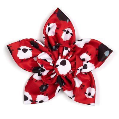 Red collar flower with sheep patterns on white background