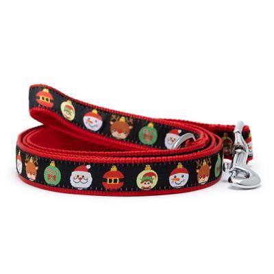 Dog leash with Christmas-themed design on a white background
