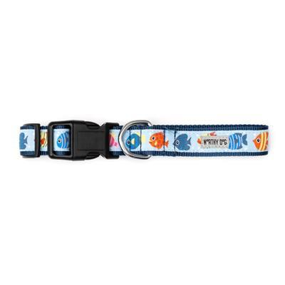 Dog collar with fish pattern on a white background