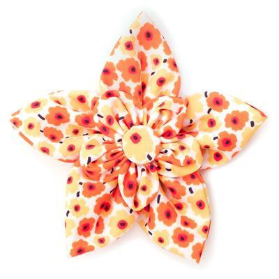 Floral collar flower with orange and yellow flowers on a white background