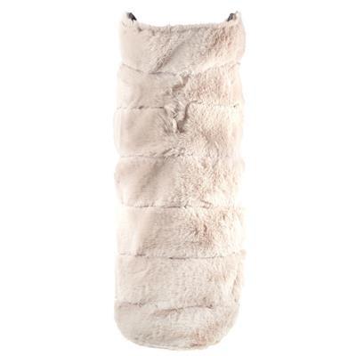 Beige fur coat on a white background