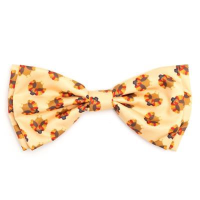Dog bow tie with turkey pattern on a white background