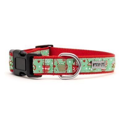 Dog collar with a festive pattern on a white background