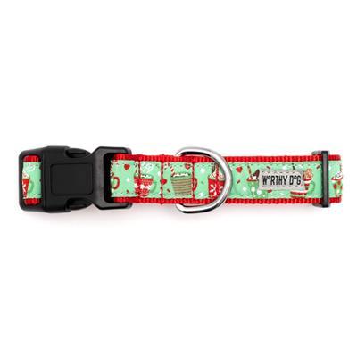 Dog collar with festive pattern on a white background