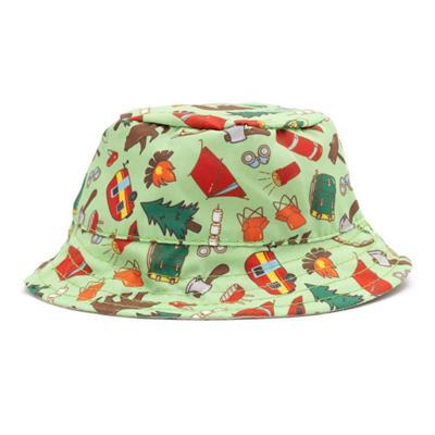 Bucket hat with colorful pattern on a white background