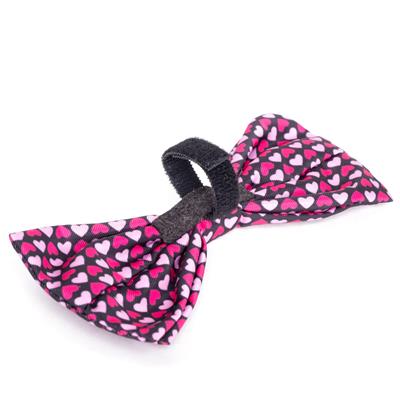 Pink & Hot Pink Hearts Dog Bow Tie Back View