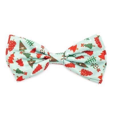Bow tie with Christmas tree pattern on a white background