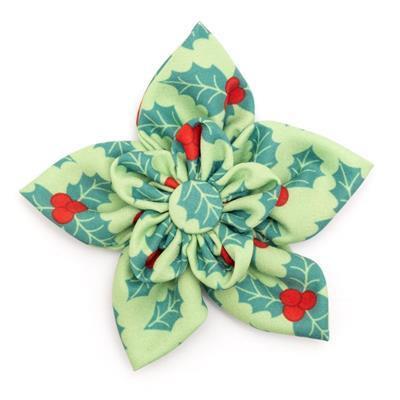 Decorative flower with holly pattern on a white background