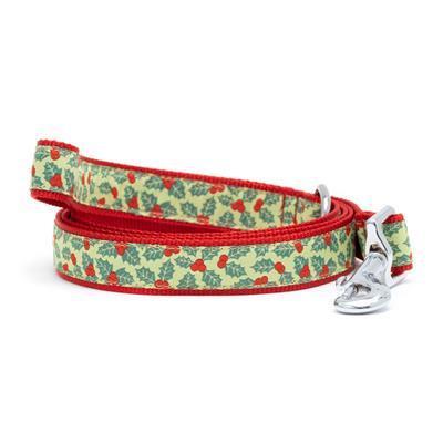 Dog leash with holly pattern on a white background