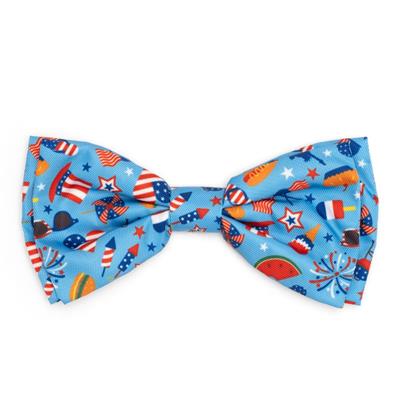 Bow tie with American flag pattern on a white background