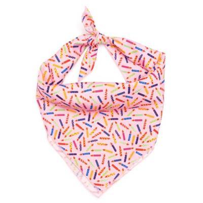 Colorful sprinkles patterned bandana on a white background