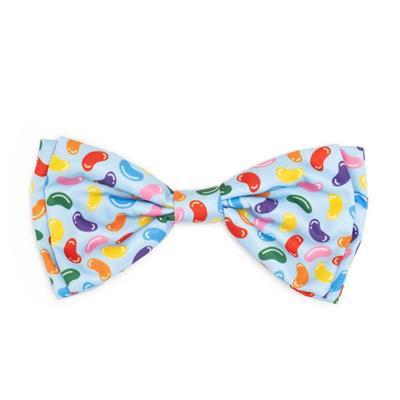 Colorful bow tie with jelly beans pattern on a white background