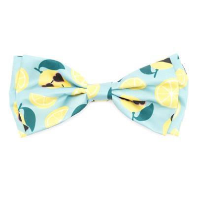 Bow tie with lemon pattern on a light blue background