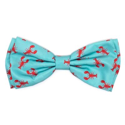 Bow tie with red lobster pattern on a turquoise background