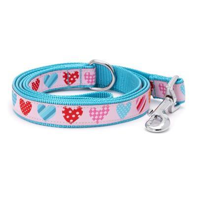 Dog leash with heart pattern on a white background