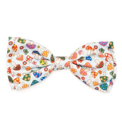 Mint Green Mushrooms Dog Bow Tie
