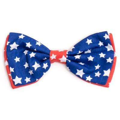 Navy Blue & Red bow tie with American flag pattern and stars on a white background