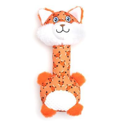 Plush toy shaped like a fox on a white background