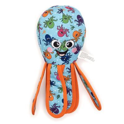 Toy with colorful octopus design on a blue background