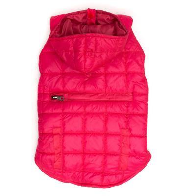 Pink puffer vest on a white background