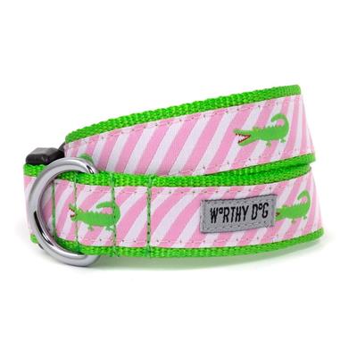 Pink Stripe Alligator Collar & Leash Collection