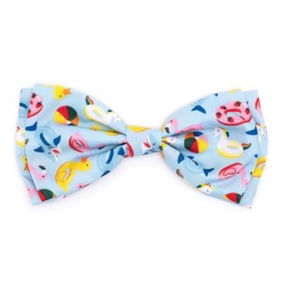 Colorful bow tie with animal patterns on a light blue background