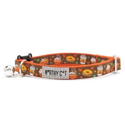 Cat collar with 'Worthy Cat' label on a white background