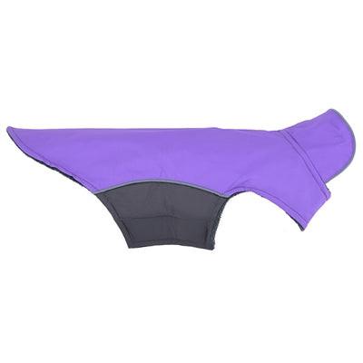 Purple and gray dog coat on a white background