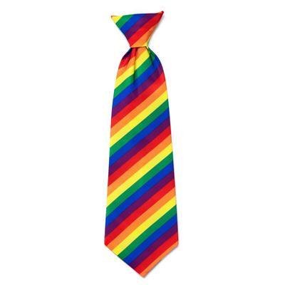 Rainbow striped necktie on a white background