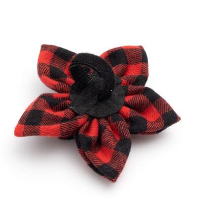 Red and black checkered bow on a white background