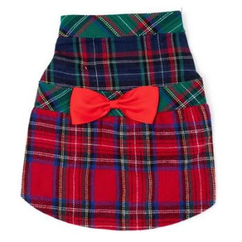 Worthy_Dog_Red_Navy_Green_Colorblock_Tartan_Dog_Dress_Front_View