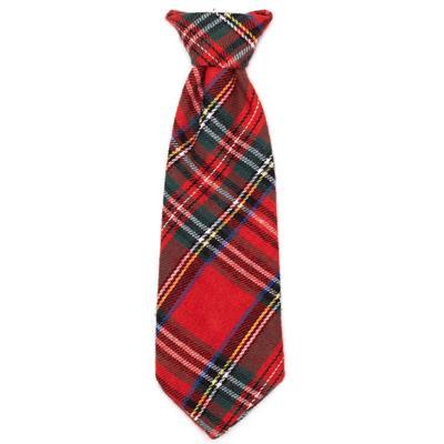 Red plaid dog tie on a white background