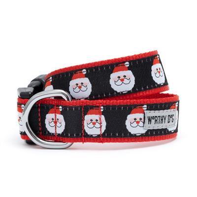 Dog collar with Santa Claus pattern on a black background