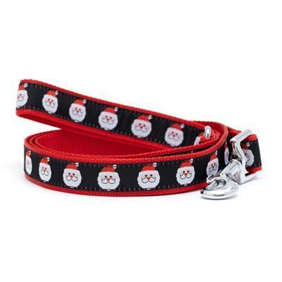 Dog leash with Santa Claus pattern on a black background