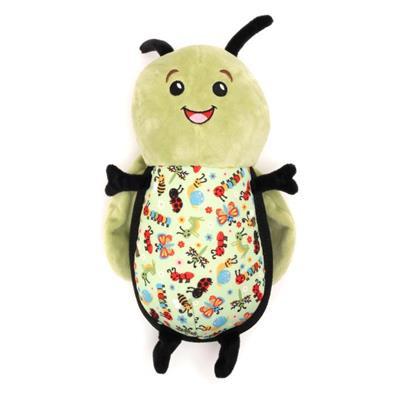Plush toy bee with a colorful back on a white background