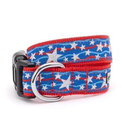 Dog collar with American flag pattern on a white background